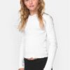 Girls' Long Sleeved Short Rib White