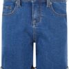 Girls' Organic Stretch Denim Shorts with 5 Pockets Blue