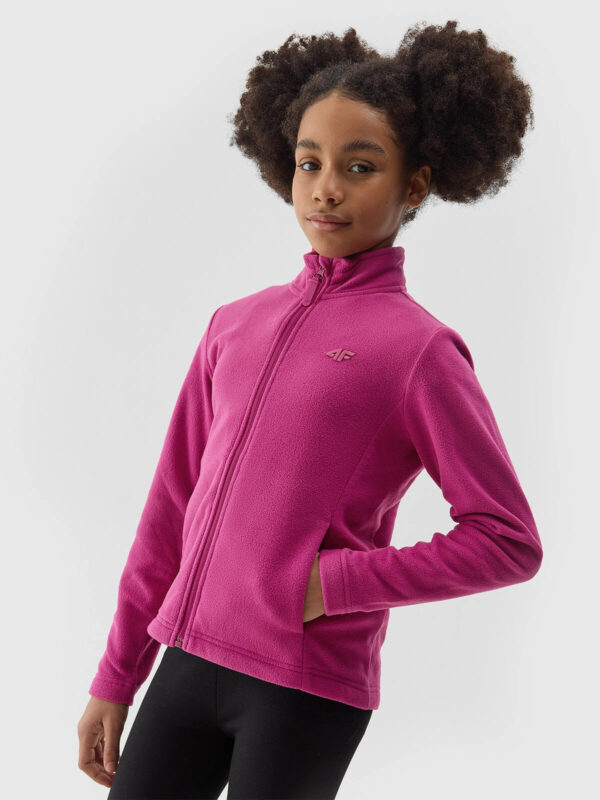 Girls' Regular 4F Fleece with Stand-Up Collar - Pink