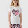 Girls' T-shirt with 4F print - white