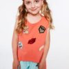 Girls' T-shirt with coral patches