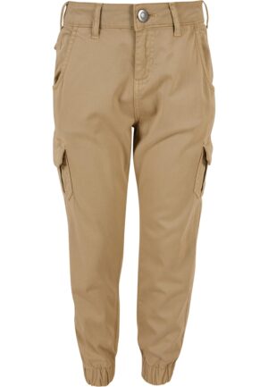 Girls' high-waisted cargo trousers unionbeige