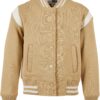 Girls' inset College Sweat Jacket union beige/white sand