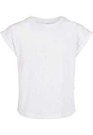 Girls' organic T-shirt with extended shoulder white