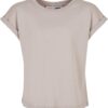 Girls' organic t-shirt with extended shoulder in warm gray