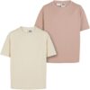 Girl's oversized boyfriend t-shirt 2-pack cream/pink