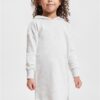 Girls' oversized terry dress with a hood - light gray