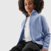 Girls' regular 4F fleece with stand-up collar - navy blue