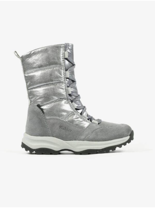 Girl's snow boots with suede details in silver color Richter - Girls