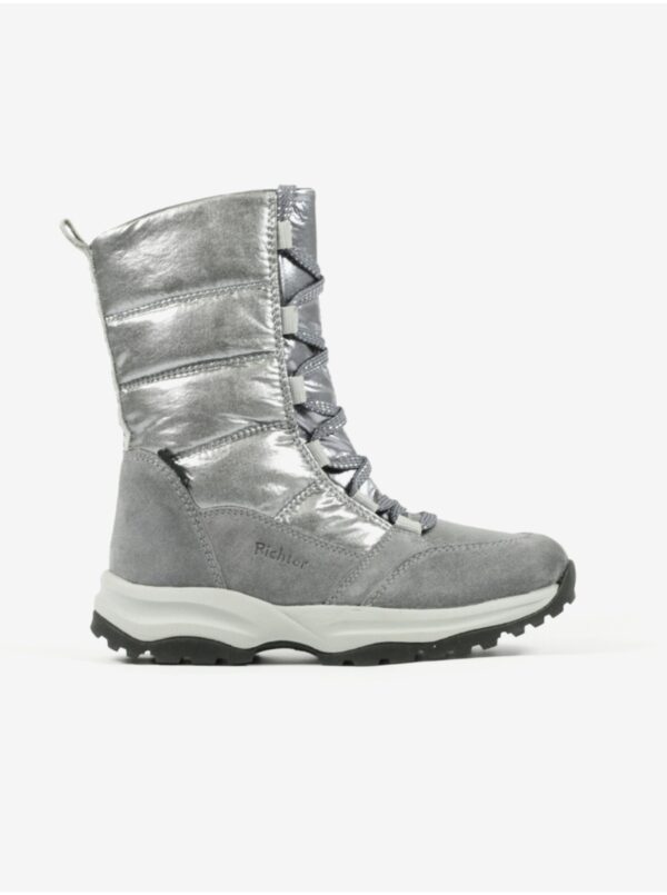 Girl's snow boots with suede details in silver color Richter - Girls