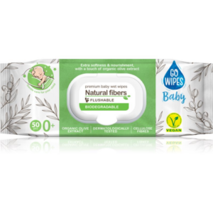GoWipes Baby Natural Fibers finom nedves törlőkendők gyermekeknek az érzékeny bőrre 0+ 50 db