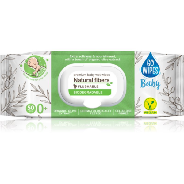 GoWipes Baby Natural Fibers finom nedves törlőkendők gyermekeknek az érzékeny bőrre 0+ 50 db
