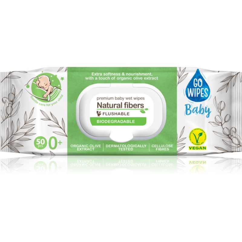 GoWipes Baby Natural Fibers finom nedves törlőkendők gyermekeknek az érzékeny bőrre 0+ 50 db