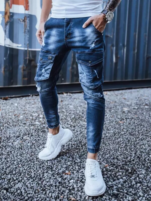 Gránátkék férfi oldalzsebes farmer jogger Dstreet