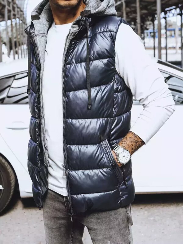 Gránátkék férfi steppelt mellény Dstreet