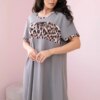 Gray dress with leopard print