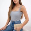 Gray nude blouse with straps