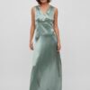 Green Ladies Satin Maxi-dresses VILA Sittas - Women
