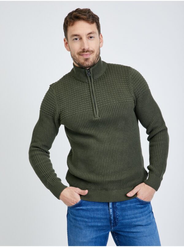 Green Men's Ribbed Sweater Blend - Men