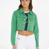 Green Womens Denim Crop Top Jacket Tommy Jeans - Women