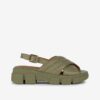 Green Women's Leather Sandals on Geox Platform - Women