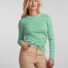 Green Women's Striped Basic Long Sleeve T-Shirt Pieces Hand - Women's