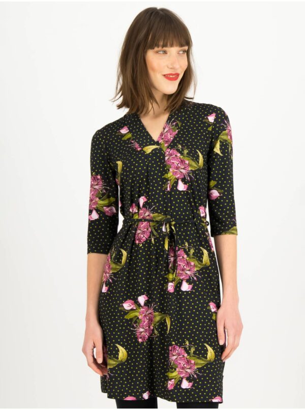 Green-black patterned dress with three-quarter sleeves Blutsgeschwister Me and my - Women