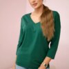Green blouse with V-neck