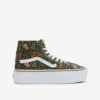Green-brown women's ankle floral sneakers VANS SK8-Hi Tapered - Women