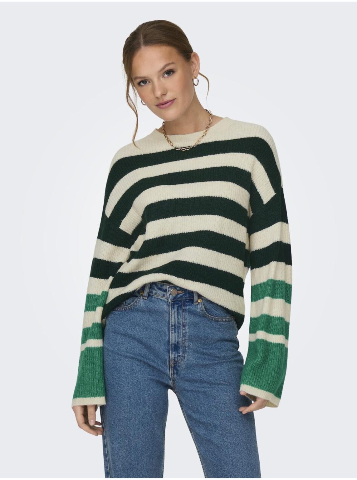 Green-cream women's striped sweater JDY Drea - Women's
