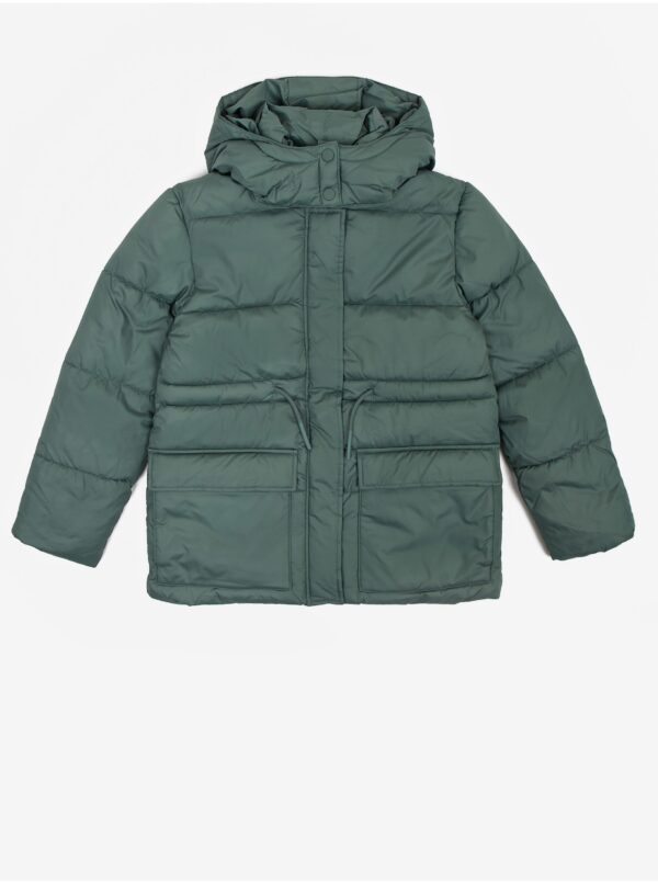 Green girls' quilted winter jacket with detachable hood Tom Tailor - Girls