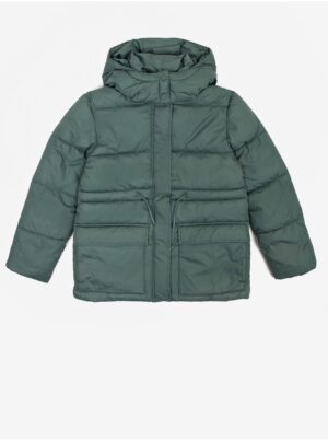 Green girls' quilted winter jacket with detachable hood Tom Tailor - Girls