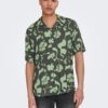 Green men's patterned shirt with short sleeves ONLY & SONS Dash - Men's