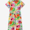 Green-pink floral girly overall Desigual Wisteria - Girls