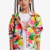 Green-pink girls' zip-up hoodie Desigual Eva - Girls
