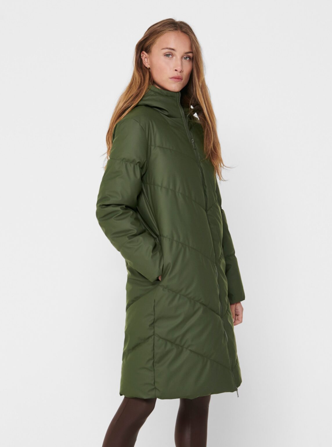 Green winter quilted coat JDY - Women's