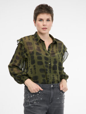 Green women's blouse with collar ORSAY - Women's