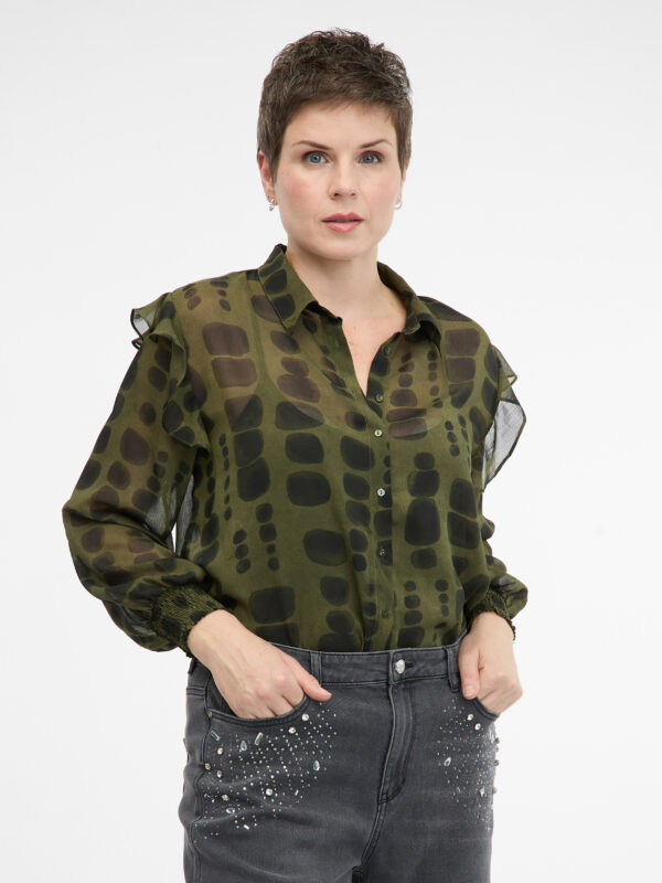 Green women's blouse with collar ORSAY - Women's