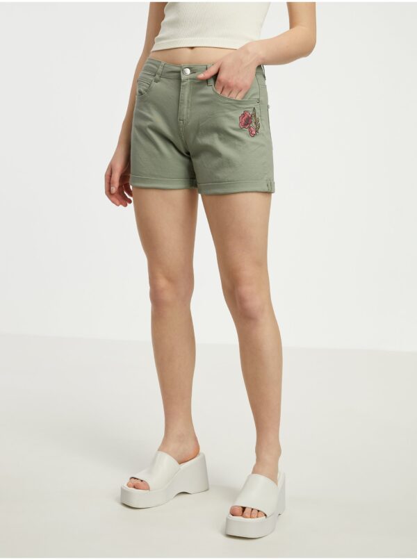 Green women's denim shorts CAMAIEU - Women's