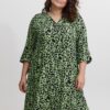 Green women's patterned shirt dress Fransa - Women