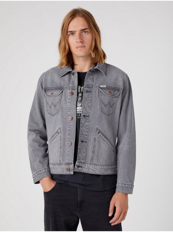 Grey Men's Denim Jacket Wrangler Icons - Men