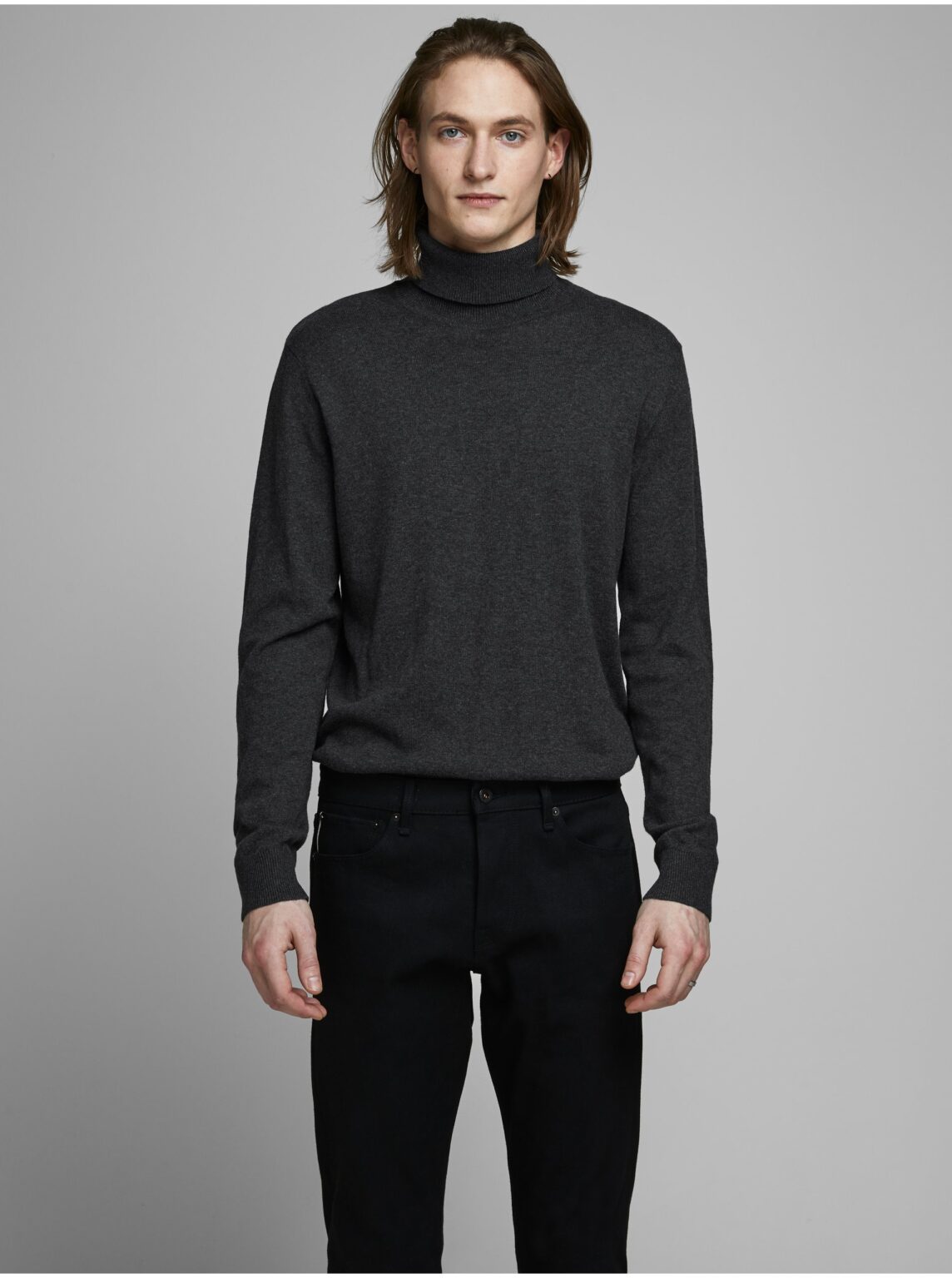 Grey basic turtleneck Jack & Jones Emil - Men's