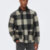 Grey-black men's checkered shirt jacket ONLY & SONS Connor - Men's