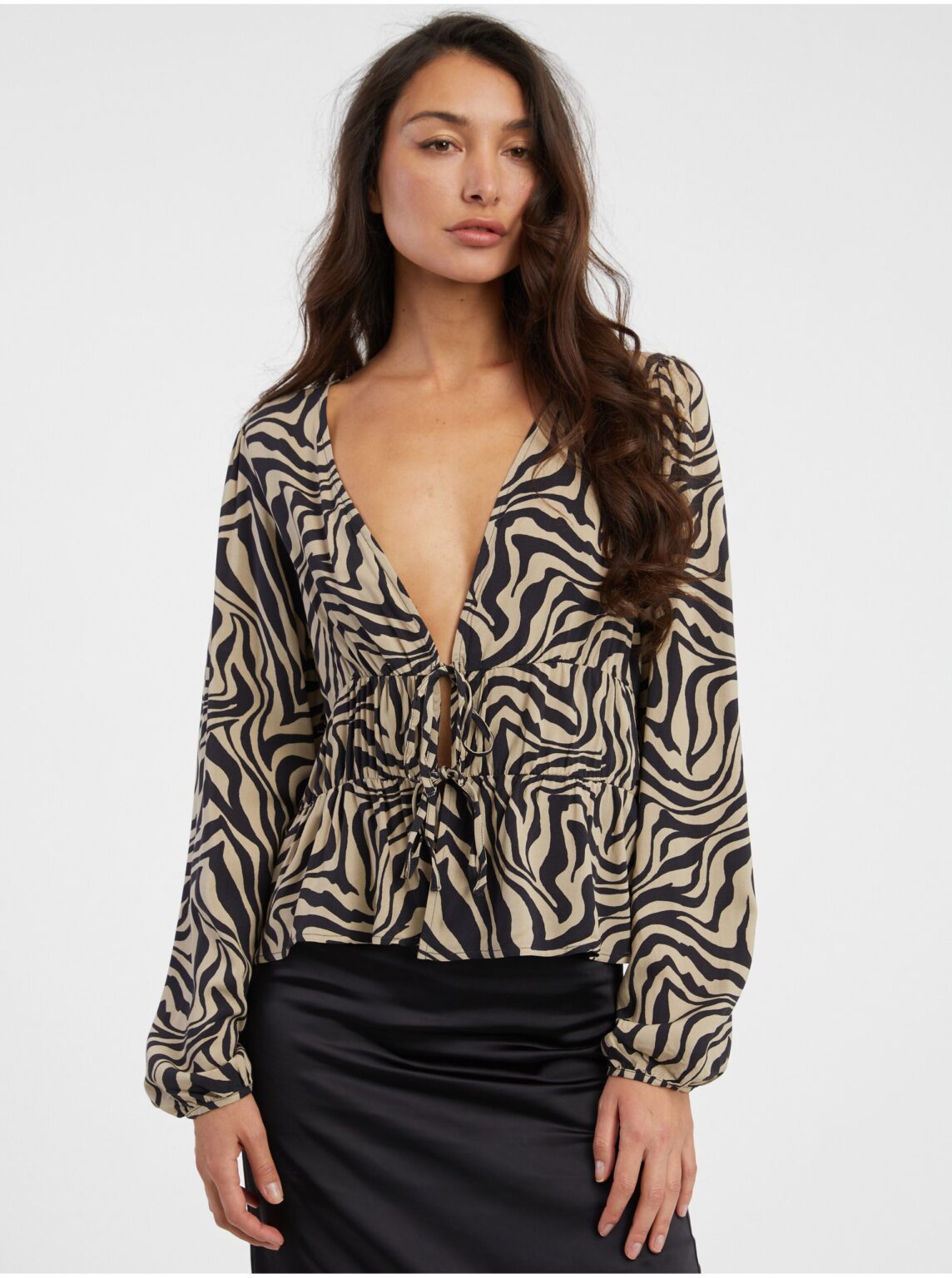 Grey-black women's patterned crop top blouse ONLY Nova - Women