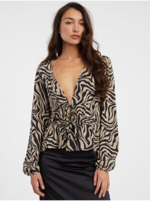 Grey-black women's patterned crop top blouse ONLY Nova - Women
