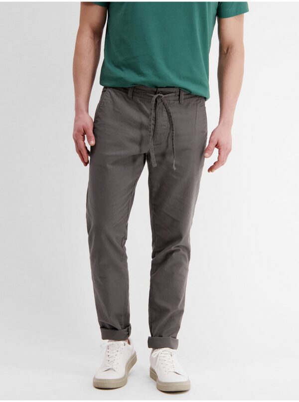 Grey men's chino trousers with linen blend LERROS - Men