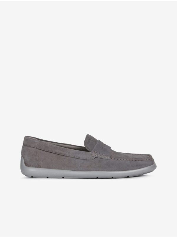 Grey men's leather loafers Geox Devan - Men