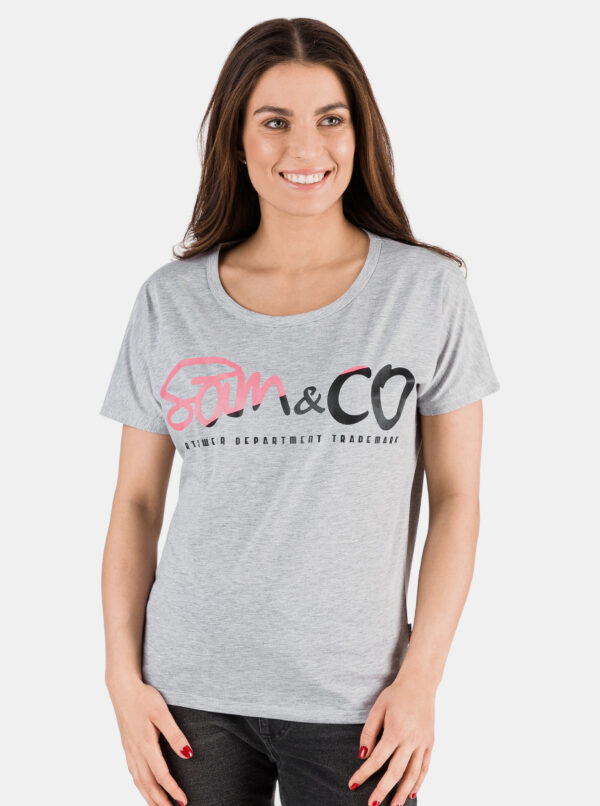Grey women's T-shirt with SAM 73 print