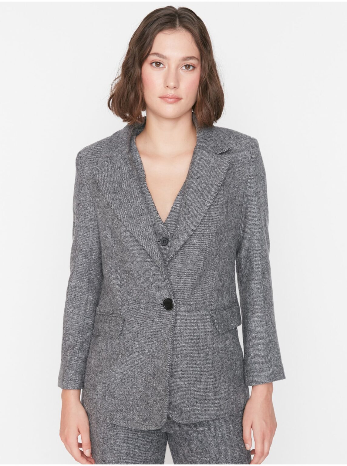 Grey women's blazer Trendyol