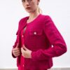 Gusto Collarless Tuvit Jacket - Fuchsia